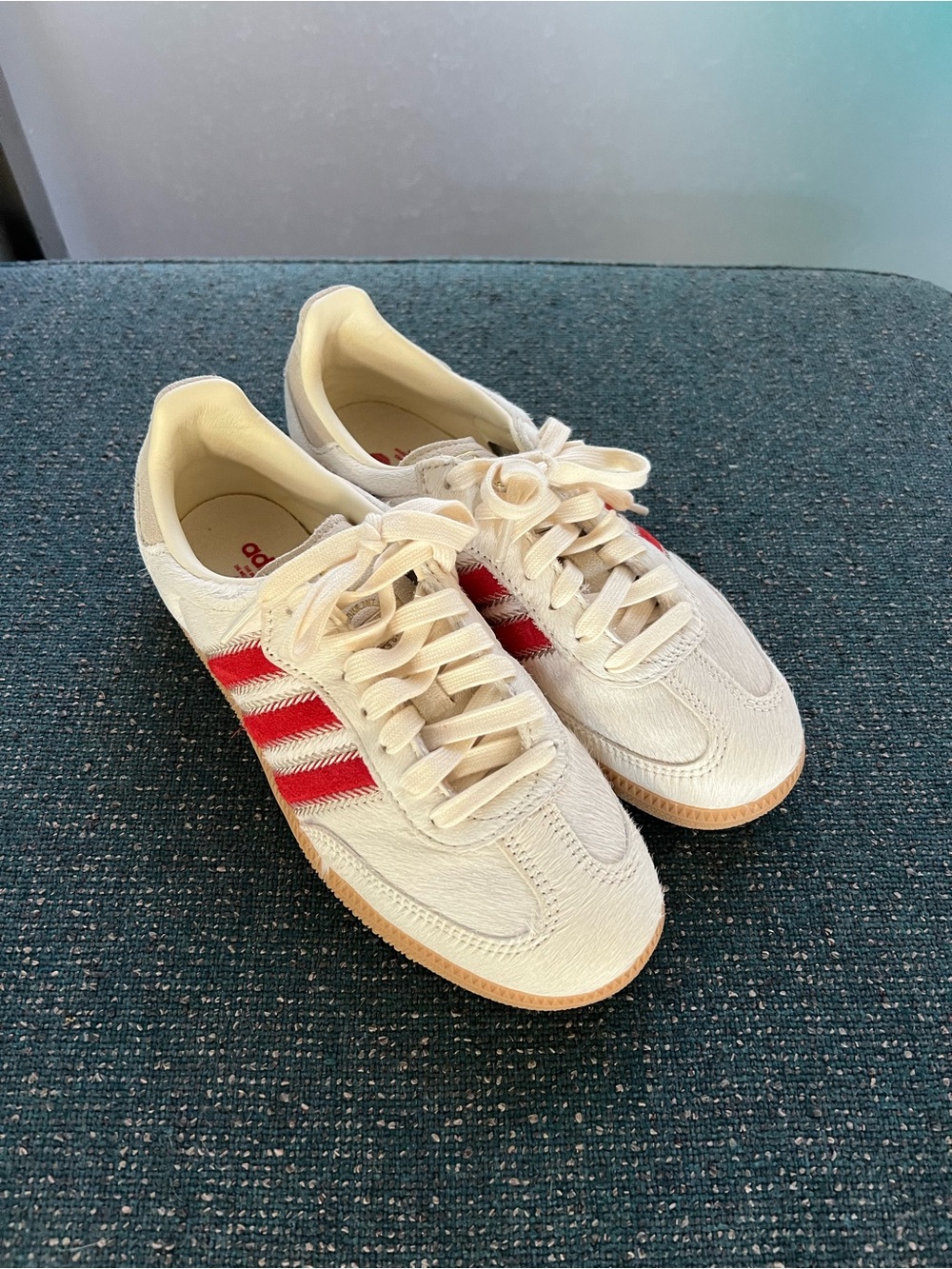 White Sneakers with Red/orange  Stripes